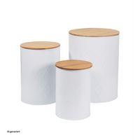 Produktbild: neuetischkultur Vorratsdosen 3er-Set wei&szlig; mit Holzdeckel Vorratsdosen 3er-Set wei&szlig; mit Holzdeckel