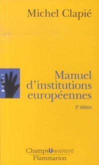 Produktbild: Manuel d'institutions europ&eacute;ennes