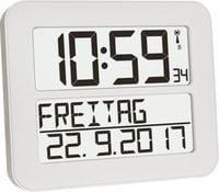 Produktbild: TFA Dostmann 60.4512.02 Funk Wanduhr 25.8mm x 21.2mm x 3mm Wei&szlig;, Schwarz Gro&szlig;es Display