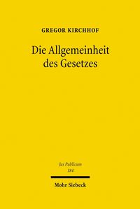 Produktbild: Die Allgemeinheit des Gesetzes