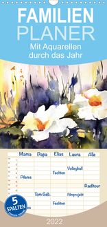 Produktbild: Familienplaner Mit Aquarellen durch das Jahr (Wandkalender 2022 , 21 cm x 45 cm, hoch)
