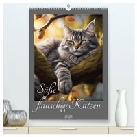 Produktbild: S&uuml;&szlig;e flauschige Katzen (hochwertiger Premium Wandkalender 2026 DIN A2 hoch), Kunstdruck in Hochglanz