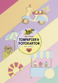 Produktbild: Folia Pastell-Block, Tonpapier und Fotokarton, DIN A4, 20 Blatt in 10 Farben sortiert