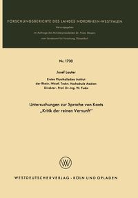 Produktbild: Untersuchungen zur Sprache von Kants &bdquo;Kritik der reinen Vernunft&ldquo;