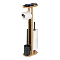 Produktbild: Stand WC-Garnitur Mod. Orea Bambus, mit Ablagefl&auml;che und Ersatzrollenhalter