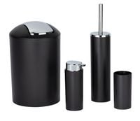 Produktbild: Badezimmer Set Mod. Calvo schwarz matt, 4 tlg., Seifenspender, Zahnputzbecher, Toilettenb&uuml;rste &