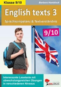 Produktbild: English texts 3 - Sprachkompetenz und Textverst&auml;ndnis / Klasse 9-10