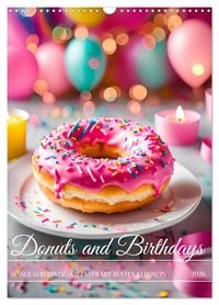 Produktbild: Donuts and Birthdays, s&uuml;&szlig;er Geburtstagskalender mit bunte KI Donuts (Wandkalender 2026 DIN A3 hoch), CALVENDO Monatskalender