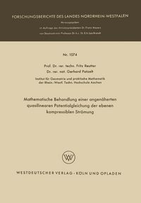 Produktbild: Mathematische Behandlung einer angen&auml;herten quasilinearen Potentialgleichung der ebenen kompressiblen Str&ouml;mung