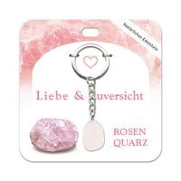 Produktbild: Rosenquarz Trommelstein Schl&uuml;sselanh&auml;nger
