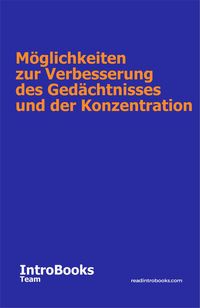 Produktbild: M&ouml;glichkeiten zur Verbesserung des Ged&auml;chtnisses und der Konzentration