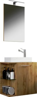 Produktbild: 3-tlg G&auml;ste WC Waschplatz Waschtisch Hausa Spiegel
