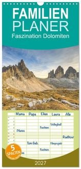 Produktbild: Familienplaner 2027 - Faszination Dolomiten mit 5 Spalten (Wandkalender, 21 x 45 cm) CALVENDO