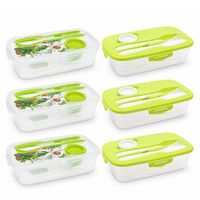 Produktbild: neuetischkultur 6er Set Frischhaltedosen mit Besteck und Dressingdose Meal Prep Boxen