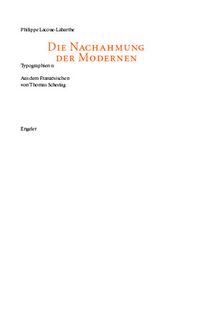 Produktbild: Die Nachahmung der Modernen