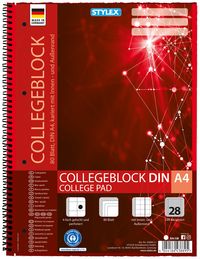 Produktbild: Stylex Collegeblock, Spirale, Lineatur 28, DIN A4, 80 Blatt, kariert