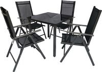 Produktbild: 5 tlg. Alu Glas Tisch Gartenset Sitzgruppe 80 SW