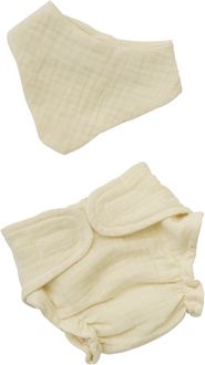 Produktbild: Puppen-Babyset mit Stoffwindel und L&auml;tzchen aus 100 % Bio-Baumwolle, ecru, 2-tei