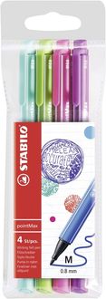 Bild vom Artikel Filzschreiber - STABILO pointMax - 4er Pack - Designfarben - eisgrün, hellgrün, rosarot, lila vom Autor 