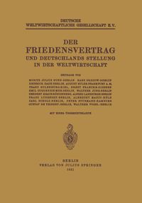 Produktbild: Der Friedensvertrag und Deutschlands Stellung in der Weltwirtschaft