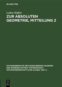 Produktbild: Zur absoluten Geometrie, Mitteilung 2