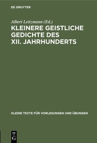 Produktbild: Kleinere geistliche Gedichte des XII. Jahrhunderts