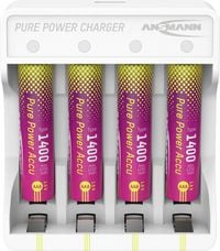 Produktbild: Ansmann Pure Power Set 4&times; Micro AAA Akkus und Lademodul Micro (AAA)-Akku Li-Ion 1250 mAh 1.5 V 1 St.