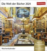 Die Welt der Bücher Postkartenkalender 2024. Von den schönsten Bibliotheken bis zum gemütlichen Lesesessel - ein Fotokalender für Bücherfreunde. von Harenberg