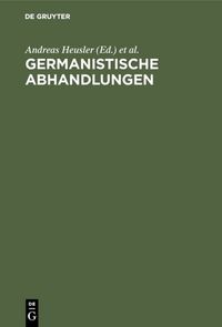 Produktbild: Germanistische Abhandlungen