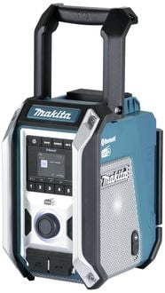 Produktbild: Makita DMR115 Baustellenradio DAB, DAB+ AUX, Bluetooth&reg;, USB spritzwassergesch&uuml;tzt, sto&szlig;fest T&uuml;rkis, Schwarz, Silber