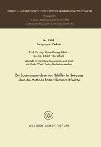 Produktbild: Zur Spannungsanalyse von Schiffen im Seegang &uuml;ber die Methode finiter Elemente FEMPA