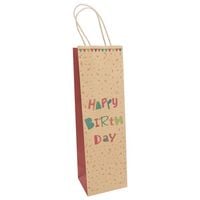 Produktbild: Idena Flaschentasche Happy Birthday braun/rot/gr&uuml;n 12x10x39cm