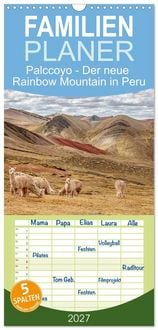 Produktbild: Familienplaner 2027 - Palccoyo - Der neue Rainbow Mountain in Peru mit 5 Spalten (Wandkalender, 21 x 45 cm) CALVENDO