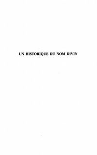 Produktbild: Un Historique Du Nom Divin