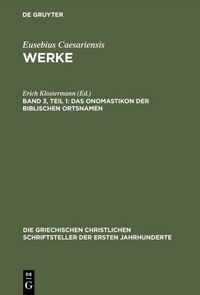 Produktbild: Das Onomastikon der biblischen Ortsnamen