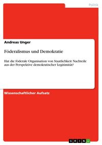 Produktbild: Föderalismus und Demokratie