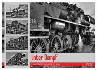 Produktbild: Unter Dampf - Eisenbahnromantik in schwarz-wei&szlig; (Wandkalender 2027 DIN A2 quer), CALVENDO Monatskalender