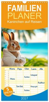Produktbild: Familienplaner 2027 - Kaninchen auf Reisen mit 5 Spalten (Wandkalender, 21 x 45 cm) CALVENDO