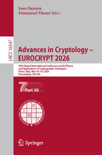 Produktbild: Advances in Cryptology &ndash; EUROCRYPT 2026