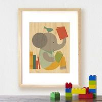 Produktbild: Read Elephant Print On Wood -