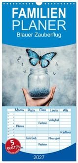 Produktbild: Familienplaner 2027 - Blauer Zauberflug mit 5 Spalten (Wandkalender, 21 x 45 cm) CALVENDO