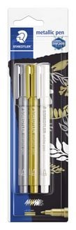 Produktbild: STAEDTLER 8323 Metallic pen, Blisterkarte mit 3 Farben (gold, silber, wei&szlig;), 8323-S BK3