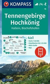 Produktbild: KOMPASS Wanderkarte 15 Tennengebirge, Hochk&ouml;nig, Hallein, Bischofshofen 1:50.000