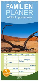 Produktbild: Familienplaner 2026 - Afrika Impressionen. NAMIBIA - S&Uuml;DAFRIKA - BOTSWANA mit 5 Spalten (Wandkalender, 21 x 45 cm) CALVENDO