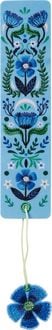 Produktbild: Buchverliebt Lesezeichen bestickt "Blumenliebe blau"