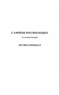 Produktbild: Amnesie psychologique l'