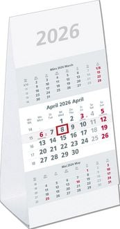 Produktbild: 3-Monats-Aufstellkalender 2026 - 10,5x14,5 cm 3 Mon/1S.