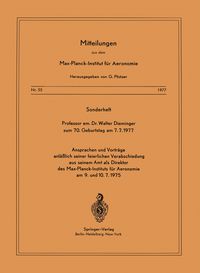 Produktbild: Sonderheft Professor em. Dr. Walter Dieminger Zum 70. Geburtstag Am 7.7.1977