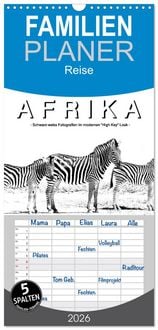 Produktbild: Familienplaner 2026 - AFRIKA - Schwarz-weiss Fotografien im modernen "High Key" Look mit 5 Spalten (Wandkalender, 21 x 45 cm) CALVENDO