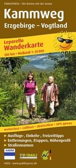 Produktbild: Publicpress Leporello Wanderkarte Kammweg Erzgebirge &ndash; Vogtland 1:25.000